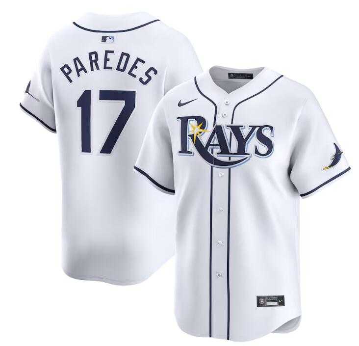 Men%27s Tampa Bay Rays #17 Isaac Paredes White Home Limited Stitched Baseball Jersey Dzhi->tampa bay rays->MLB Jersey